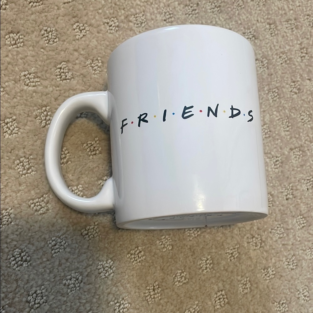 White Ceramic Dining Mug with Classic Design and Friends Text